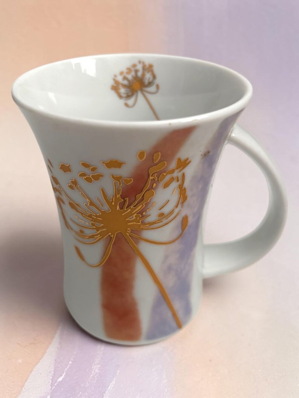 Nantucket Home Porcelain Mug With Gold Floral Design & Pastel Accents Dishwasher